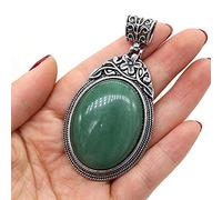 Natural Stone Antique Silver-Color Malachites Opal Red Agated Pendant Crystal for Pendant Necklace DIY Jewelry Making Supplies-Green_Aventurine