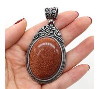Natural Stone Antique Silver-Color Malachites Opal Red Agated Pendant Crystal for Pendant Necklace DIY Jewelry Making Supplies-Gold_Sand