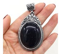 Natural Stone Antique Silver-Color Malachites Opal Red Agated Pendant Crystal for Pendant Necklace DIY Jewelry Making Supplies-Blue_Sand