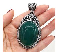 Natural Stone Antique Silver-Color Malachites Opal Red Agated Pendant Crystal for Pendant Necklace DIY Jewelry Making Supplies-Green_Agate