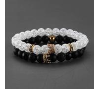 Natural Stone Beads Paired Bracelet Men Fashion Obsidian Lava Crown Charm Couple Bracelets for Women Distance Friendship Jewelry-22_19 centimeters