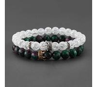 Natural Stone Beads Paired Bracelet Men Fashion Obsidian Lava Crown Charm Couple Bracelets for Women Distance Friendship Jewelry-28_21cm