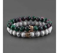 Natural Stone Beads Paired Bracelet Men Fashion Obsidian Lava Crown Charm Couple Bracelets for Women Distance Friendship Jewelry-27_21cm