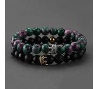 Natural Stone Beads Paired Bracelet Men Fashion Obsidian Lava Crown Charm Couple Bracelets for Women Distance Friendship Jewelry-24_19 centimeters