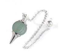 Natural Stone Crystal Black Agates Dowsing Pendulum Circular Cone Charm Pendant Pendule Divination for Men Women-Green Aventurine A