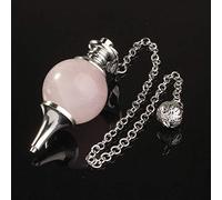 Natural Stone Crystal Black Agates Dowsing Pendulum Circular Cone Charm Pendant Pendule Divination for Men Women-Rose Quartz A