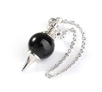 Natural Stone Crystal Black Agates Dowsing Pendulum Circular Cone Charm Pendant Pendule Divination for Men Women-Black Onyx A