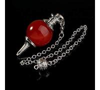 Natural Stone Crystal Black Agates Dowsing Pendulum Circular Cone Charm Pendant Pendule Divination for Men Women-Red Agate A