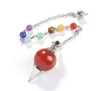 Natural Stone Crystal Black Agates Dowsing Pendulum Circular Cone Charm Pendant Pendule Divination for Men Women-Red Agate Chakra