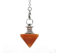 Natural Stone Crystal Quartz Dowsing Pendulum Metal Chain Cone Charm Pendant for Men Women Divination Amulet Jewellery 1PC-Red Dongling