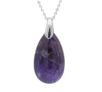 Natural Stone Crystal Water Drop Shape Pendants Chain Necklaces,Amethysts