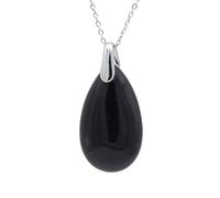 Natural Stone Crystal Water Drop Shape Pendants Chain Necklaces,black Agates