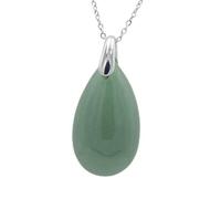 Natural Stone Crystal Water Drop Shape Pendants Chain Necklaces,green Aventurine