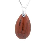 Natural Stone Crystal Water Drop Shape Pendants Chain Necklaces,red Jasper Stone