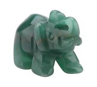 Natural Stone Elephant Figurine Carved Jade Lucky Elephant Artware Home Decoration Furnishing Article 1.5 inch (Strong Green)