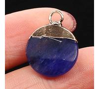 Natural Stone Faceted Pendant Disc Shape Lapis lazuli Crystal for Charms Jewelry Making Necklace Earring 15x18mm-Navy_blue