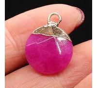 Natural Stone Faceted Pendant Disc Shape Lapis lazuli Crystal for Charms Jewelry Making Necklace Earring 15x18mm-Rose_red