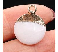 Natural Stone Faceted Pendant Disc Shape Lapis lazuli Crystal for Charms Jewelry Making Necklace Earring 15x18mm-White_Jade