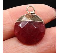Natural Stone Faceted Pendant Disc Shape Lapis lazuli Crystal for Charms Jewelry Making Necklace Earring 15x18mm-Red_wine
