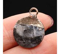 Natural Stone Faceted Pendant Disc Shape Lapis lazuli Crystal for Charms Jewelry Making Necklace Earring 15x18mm-Flash_Labradorite_1