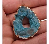 Natural Stone Irregular Shape Druzy Pendants Multi-color Charms for Jewelry Making DIY Necklace Crafts 30-35mm-F