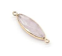 Natural Stone Pendant Double Hole Agates/Tiger Eye Connector for Jewelry Making DIY Necklace Bracelet 6x14mm-White_Quartz_6x14mm
