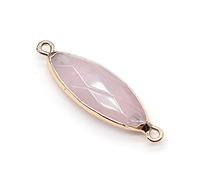 Natural Stone Pendant Double Hole Agates/Tiger Eye Connector for Jewelry Making DIY Necklace Bracelet 6x14mm-Rose_Quartz_6x14mm