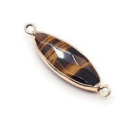 Natural Stone Pendant Double Hole Agates/Tiger Eye Connector for Jewelry Making DIY Necklace Bracelet 6x14mm-Tiger_Eye_6x14mm