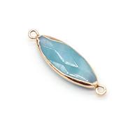 Natural Stone Pendant Double Hole Agates/Tiger Eye Connector for Jewelry Making DIY Necklace Bracelet 6x14mm-Amazonite_6x14mm
