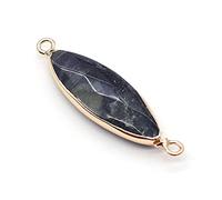 Natural Stone Pendant Double Hole Agates/Tiger Eye Connector for Jewelry Making DIY Necklace Bracelet 6x14mm-Green_eye_6x14mm
