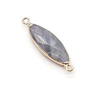 Natural Stone Pendant Double Hole Agates/Tiger Eye Connector for Jewelry Making DIY Necklace Bracelet 6x14mm-Flash_Labradorite_6x14mm