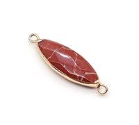 Natural Stone Pendant Double Hole Agates/Tiger Eye Connector for Jewelry Making DIY Necklace Bracelet 6x14mm-Red_stone_6x14mm