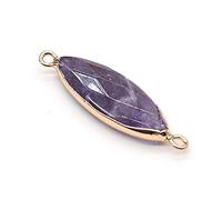 Natural Stone Pendant Double Hole Agates/Tiger Eye Connector for Jewelry Making DIY Necklace Bracelet 6x14mm-Amethyst_6x14mm