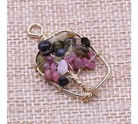 Natural Stone Pendant Heart Shape Amethysts Clear Crystal For Jewelry Making DIY Necklace Earring for Women-Tourmaline