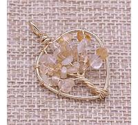 Natural Stone Pendant Heart Shape Amethysts Clear Crystal For Jewelry Making DIY Necklace Earring for Women-Yellow_Quartz