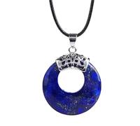 Natural Stone Pendant Necklace Hollow Circle Round Pink Quartz Lapis Lazuli Women Necklaces,lapis Lazuli