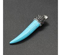 Natural Stone Pendant wolf's tooth shape inlaid with Crystal for Women Jewelry Making Necklace Accessories Gift-Blue