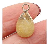 Natural Stone Pendants Golden Plated Amethysts Red Blue Yellow Crystal Faceted Pendant for Jewelry Making DIY Earring Necklace-Yellow