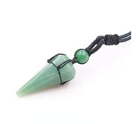 Natural Stone Pendants Hexagonal Rose Crystal Quartzs Black Rope Wrapped Lapis Lazuli Amethysts Necklace,Green Aventurine