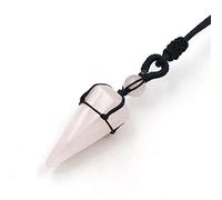 Natural Stone Pendants Hexagonal Rose Crystal Quartzs Black Rope Wrapped Lapis Lazuli Amethysts Necklace,Rose Quartz