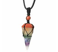 Natural Stone Pendants Hexagonal Rose Crystal Quartzs Black Rope Wrapped Lapis Lazuli Amethysts Necklace,7 Chakra Stones