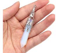 Natural Stone Pendants Vintage Amethysts Lapis lazuli Crystal Pillar for Jewelry Making DIY Necklace Women Gift 12x70mm-Opal