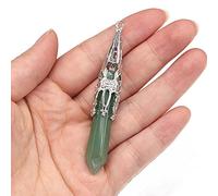 Natural Stone Pendants Vintage Amethysts Lapis lazuli Crystal Pillar for Jewelry Making DIY Necklace Women Gift 12x70mm-Green_Aventurine