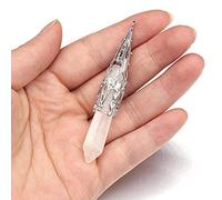 Natural Stone Pendants Vintage Amethysts Lapis lazuli Crystal Pillar for Jewelry Making DIY Necklace Women Gift 12x70mm-White_Jade