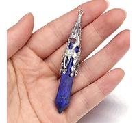 Natural Stone Pendants Vintage Amethysts Lapis lazuli Crystal Pillar for Jewelry Making DIY Necklace Women Gift 12x70mm-Lapis_lazuli
