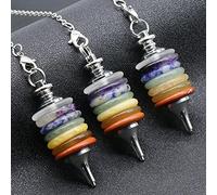 Natural Stone Pendulum Dowsing Pendant Wheels of Life Gems Jewelry 7 Chakra Pendulums Men Women Stone Jewelry Gifts