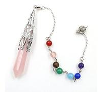Natural Stone Pendulum for Dowsing Divination Hexagonal Prism Chakra Pendule Quartz Energy Amulet Crystal Jewelry-Rose Quartz Chakra