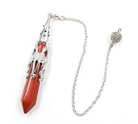 Natural Stone Pendulum for Dowsing Divination Hexagonal Prism Chakra Pendule Quartz Energy Amulet Crystal Jewelry-Red Jasper