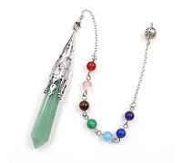 Natural Stone Pendulum for Dowsing Divination Hexagonal Prism Chakra Pendule Quartz Energy Amulet Crystal Jewelry-Aventurine Chakra
