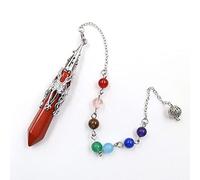Natural Stone Pendulum for Dowsing Divination Hexagonal Prism Chakra Pendule Quartz Energy Amulet Crystal Jewelry-Red Jasper Chakra